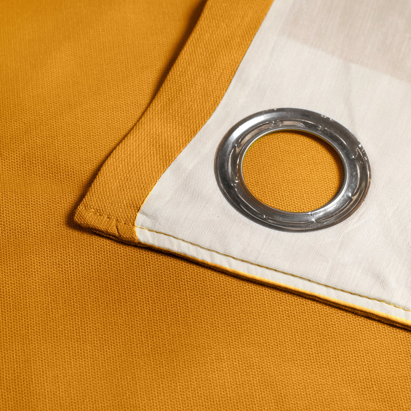 Cotton Semi Sheer Curtain Pair, 168 W x 137 D cm, Ochre Yellow