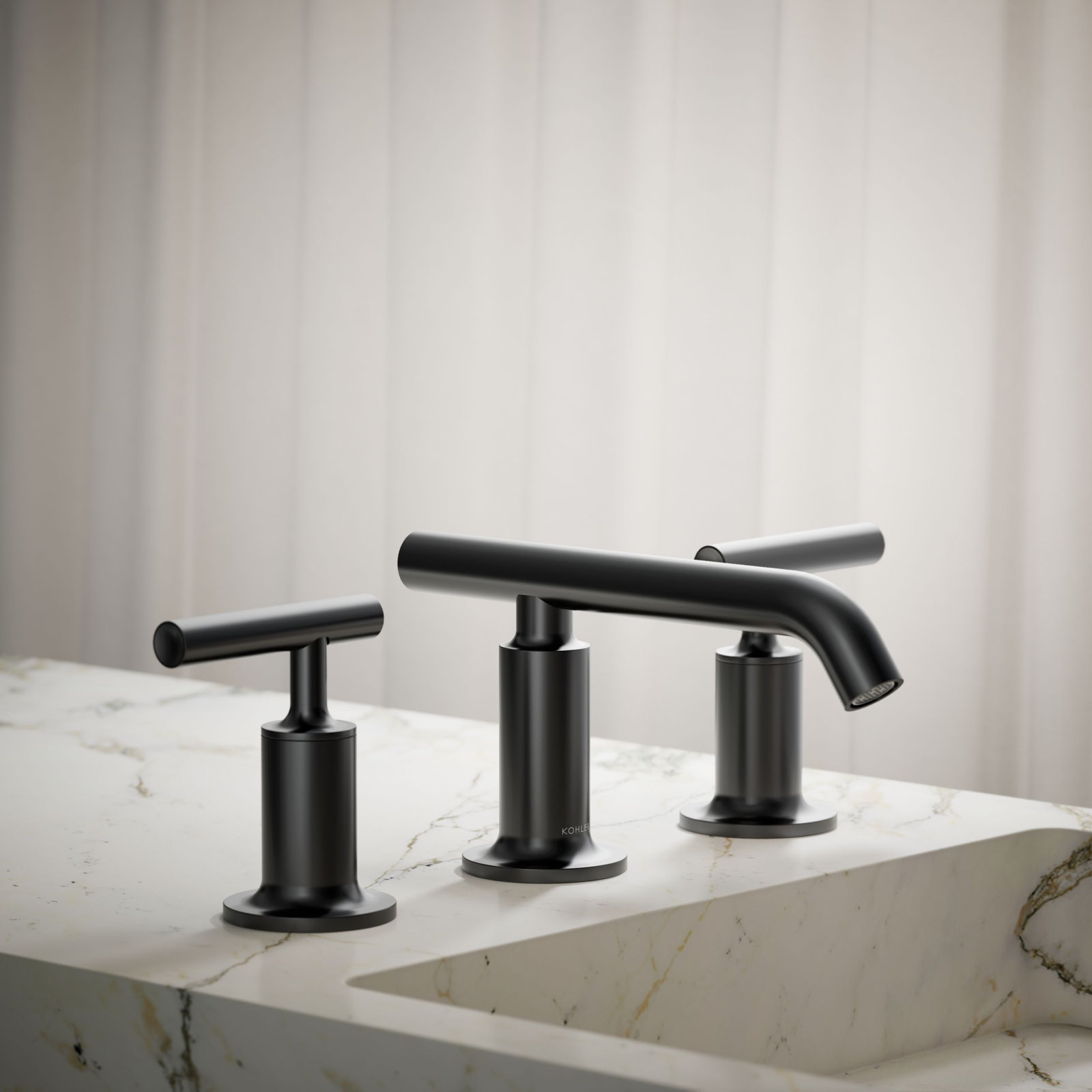 Purist 3-Hole Widespread Faucet with Drain, Matte Black