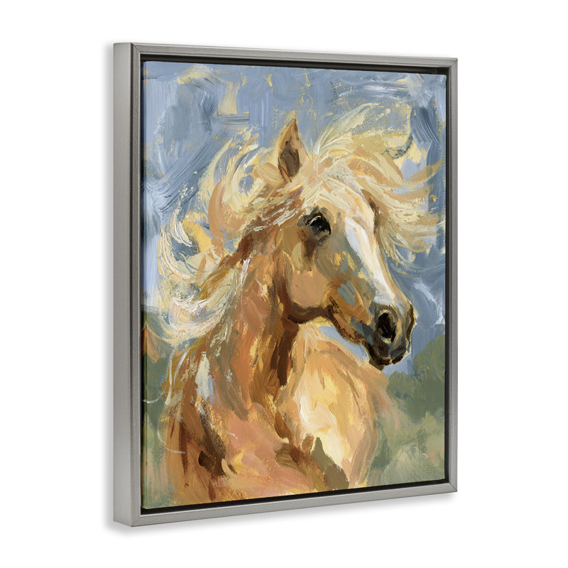  Cheval avec crinière ébouriffée, art mural encadré par Victoria Barnes, H 31 po x l 25 po, Cadre flottant gris lustré