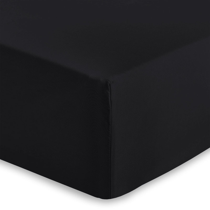 40 cm Soft Brushed Microfiber Extra Deep Fitted Sheet, Black, Kingsize (5')