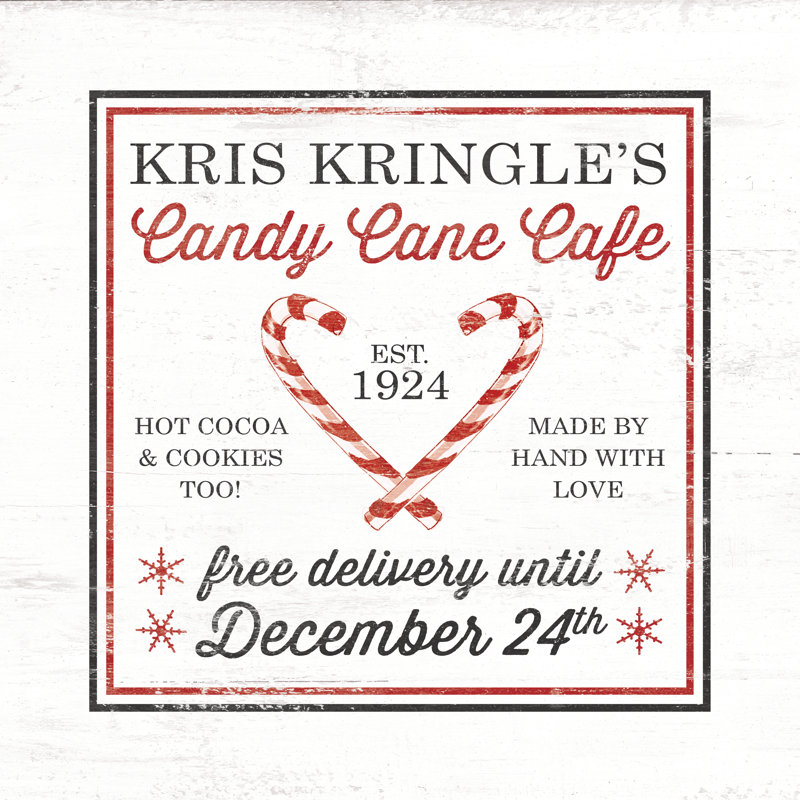 Candy Cane Ad Distrex - Wrapped Canvas Print, 30cm H x 30cm W 