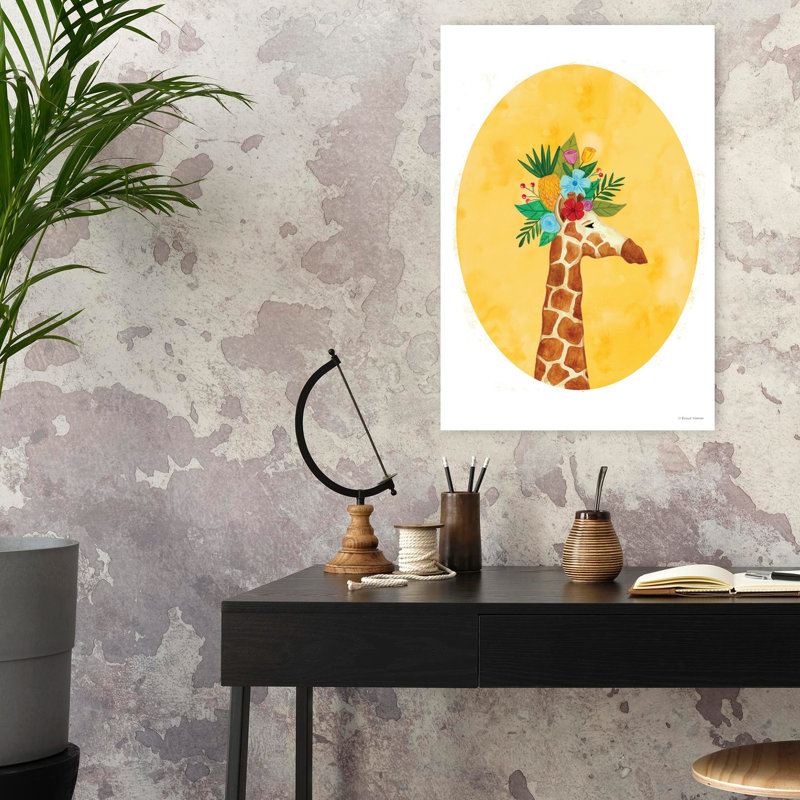 Girafe tropicale ludique, fantaisiste, art tropical, H 24 po x l 16 po