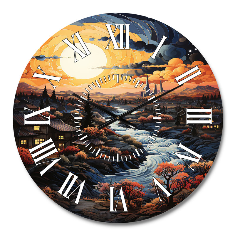 Horloge murale Vangogh Village At Sunset I - Vangogh, Médium