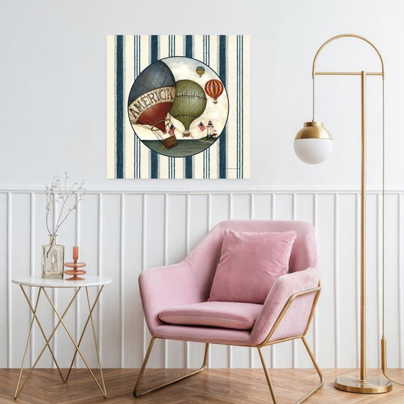 Art contemporain contemporain avec ballons américains I avec drapeau américain, H 32 po x l 32 po