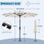 Parasol de marché 9 pi avec 8 manivelles et éclairage solaire à DEL rond avec manivelle et inclinaison-1850325615