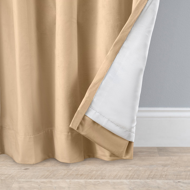 Premium Velvet Myreon Solid Color Blackout Thermal Rod Pocket Single Curtain Panel Liner, Champagne, 50" W x 96" L