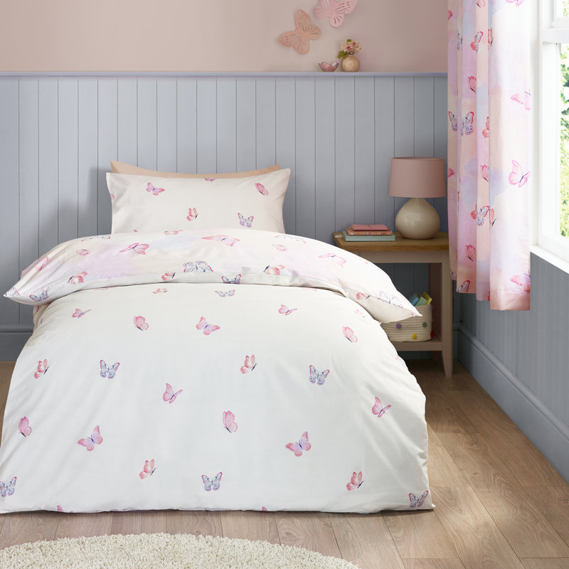 Ombre Butterflies Reversible Duvet Cover Set, Single Bed (135 x 200 cm)
