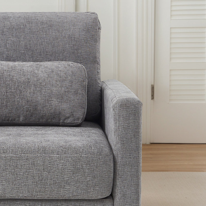 Chaise d'appoint moderne, fauteuil rembourré en chenille, Gris