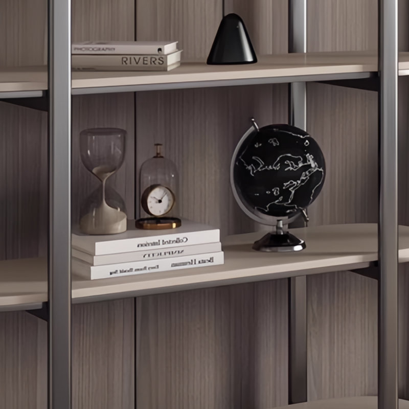 A bookcase with artistic and practical charm, (5 Shelves) 78.7"H x 31.4"W x 15.7"D, Beige/Gray
