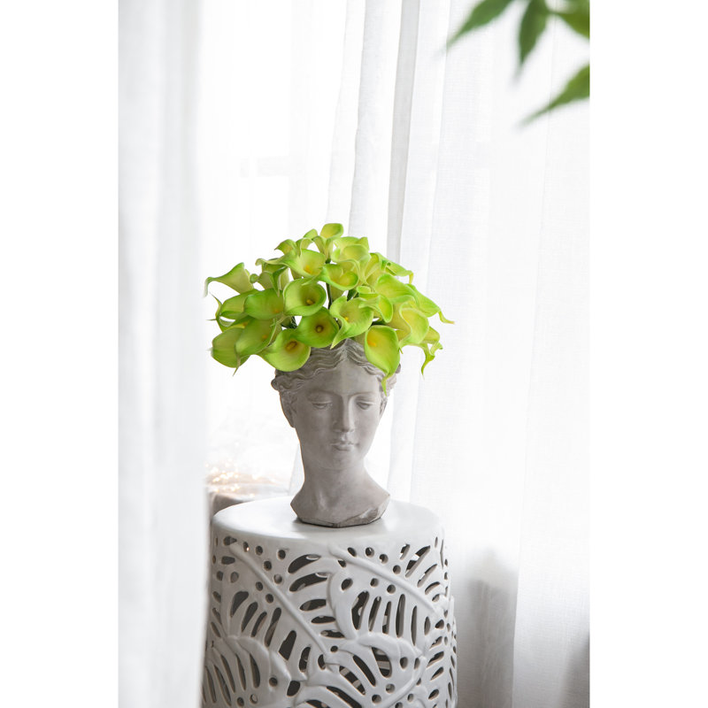Large Cement Head Garden Decor - 1100Ml, 7.08X6.88X10.31 Inches, Gray Greek Style Planter For Home 8.3Lbs,