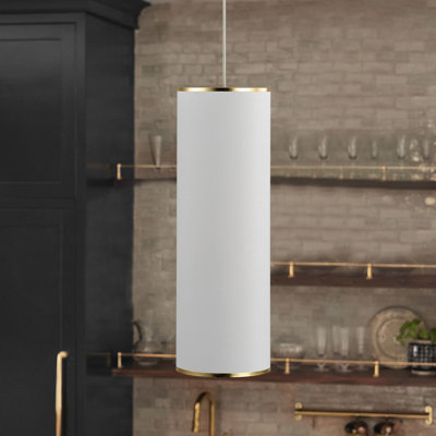 1 luminaire suspendu en fer réglable avec housse en tissu blanc