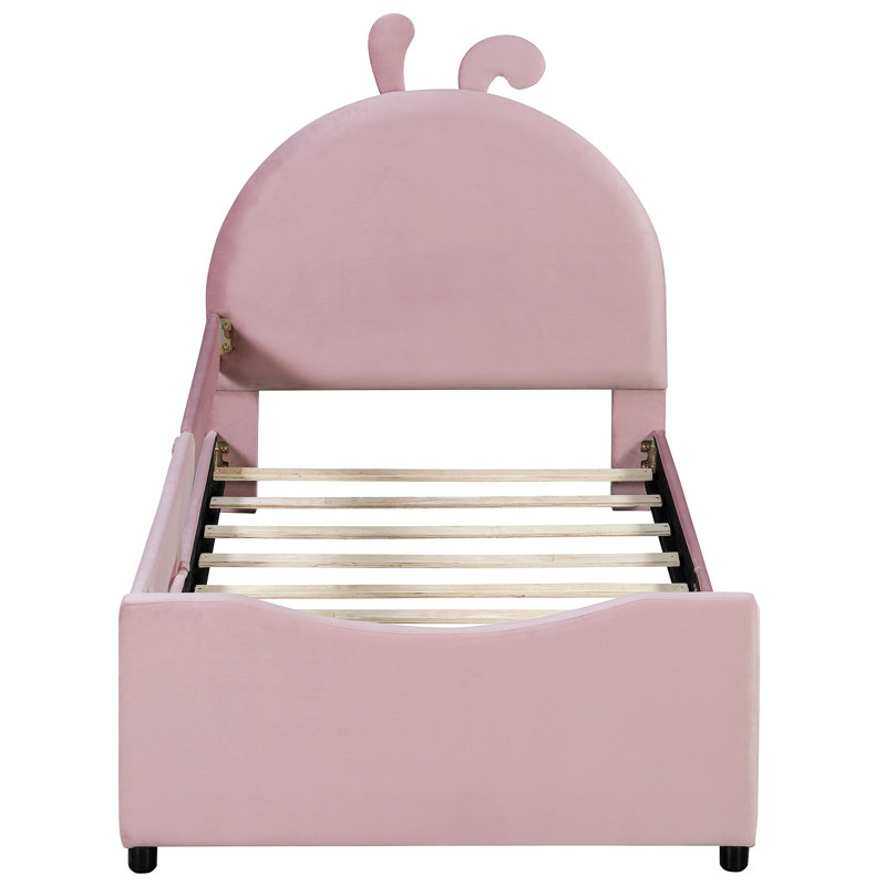 Upholstered Daybed With Rabbit Ear Shaped Headboard, Pink