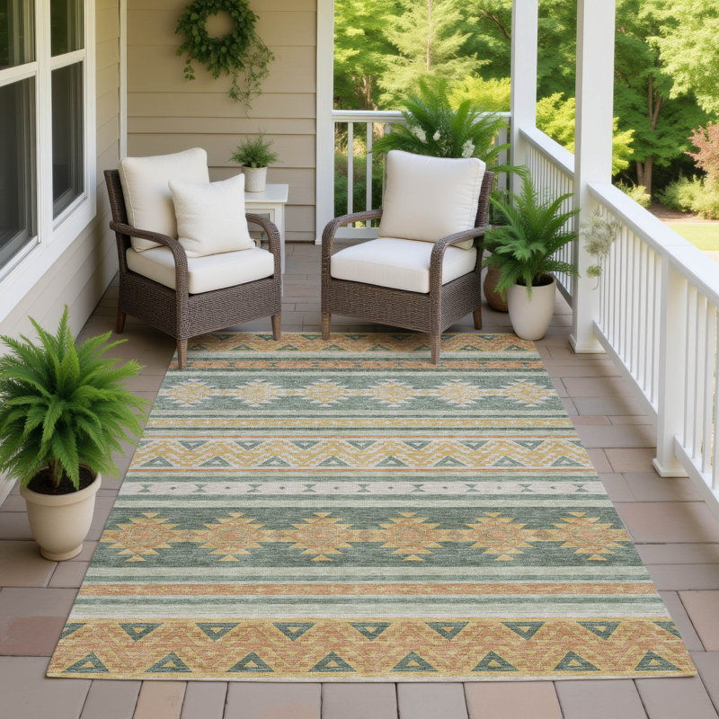 Tapis intérieur / extérieur lavable à la machine Chantille ACN2561 Global, Basilic, 5 pi x 7 pi 6 po