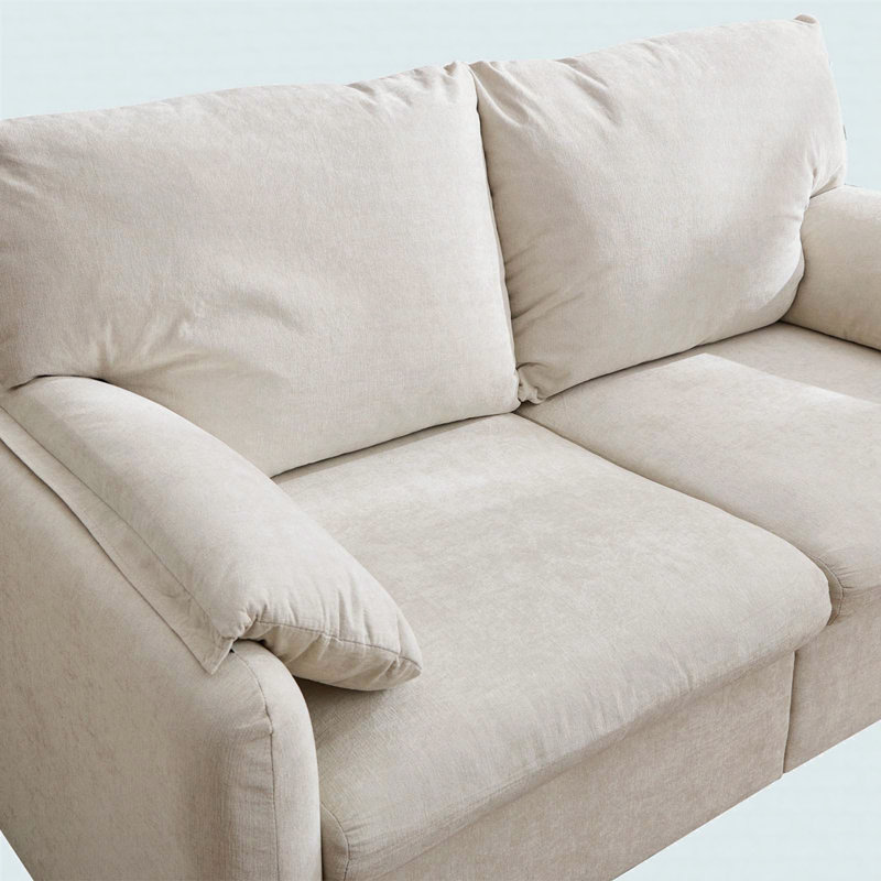 Jax Chenille Upholstered 2-Seater Sofa with Down-Filled Cushions, Beige