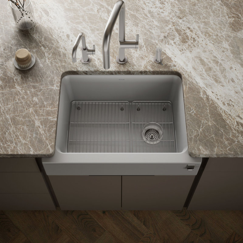 Cairn 29-3/4 In. Undermount Single-Bowl Farmhouse Kitchen Sink With Short Apron, Matte Gray