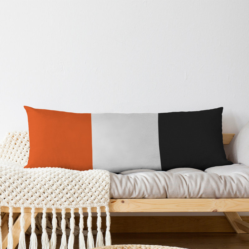 Polyester Medium Pillow, Orange/Black, Aaru 