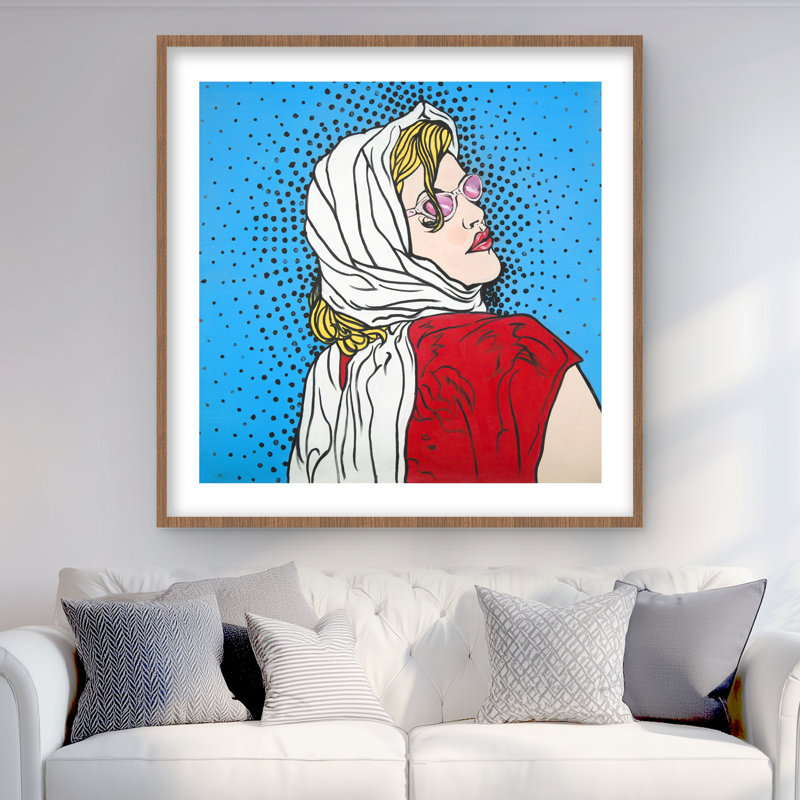Pop Art Woman - reproduction encadrée avec passe-partout pour la décoration intérieure, Brun