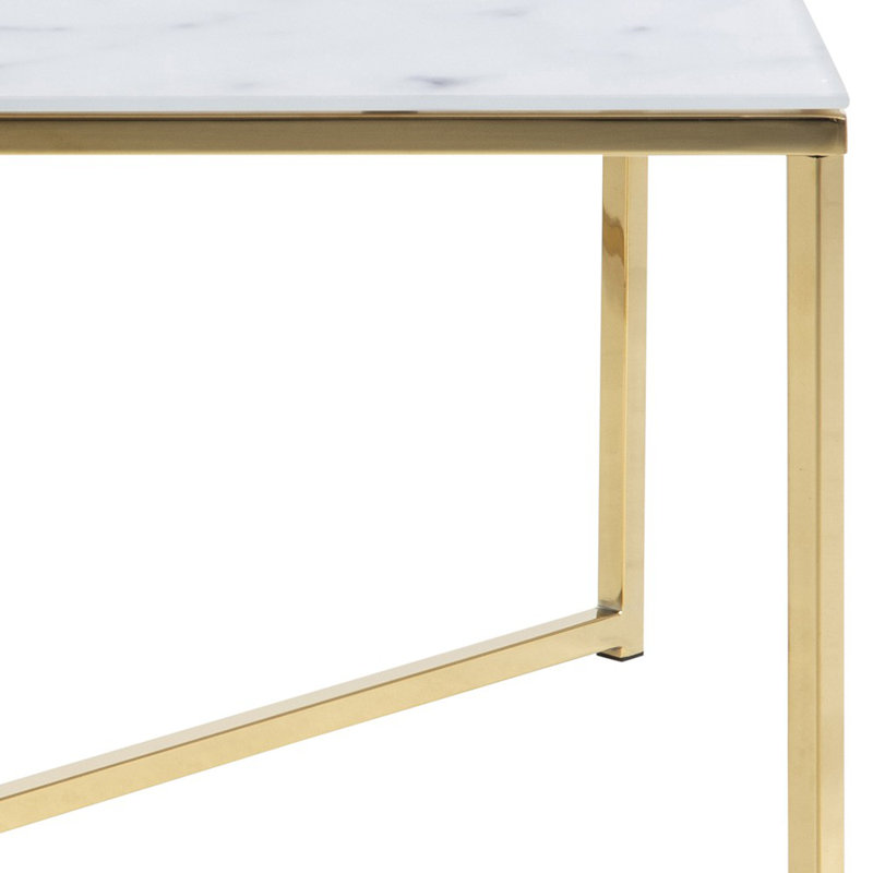 Bonilla Frame Coffee Table, 45cm H x 80cm L x 80cm D, White Top, Gold