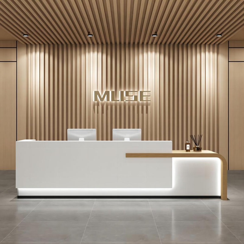 Maurissa Rectangular Laminate Reception Desk, 39.3" H x 102.3" W x 23.6" D