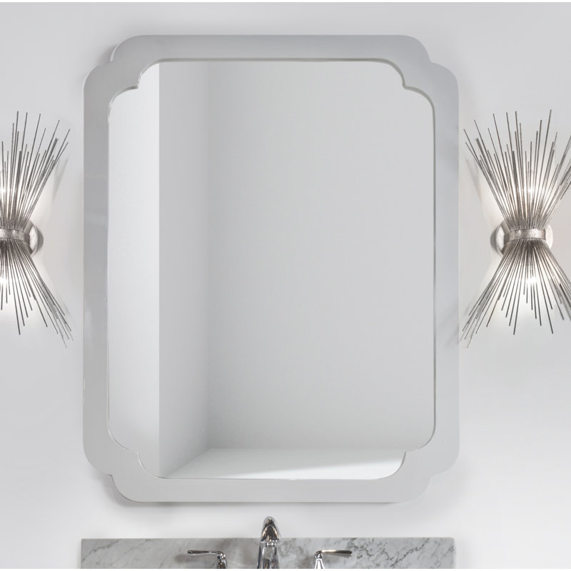 Amelia Rectangle Metal Wall Mirror, White Lacquer