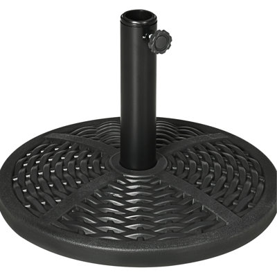 21 Lbs. Umbrella Base Holder, Fits Various Umbrellas, Black 13" High Base, With Detail