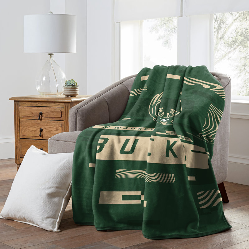 Throw Blanket, Green/Yellow, Milwaukee Bucks