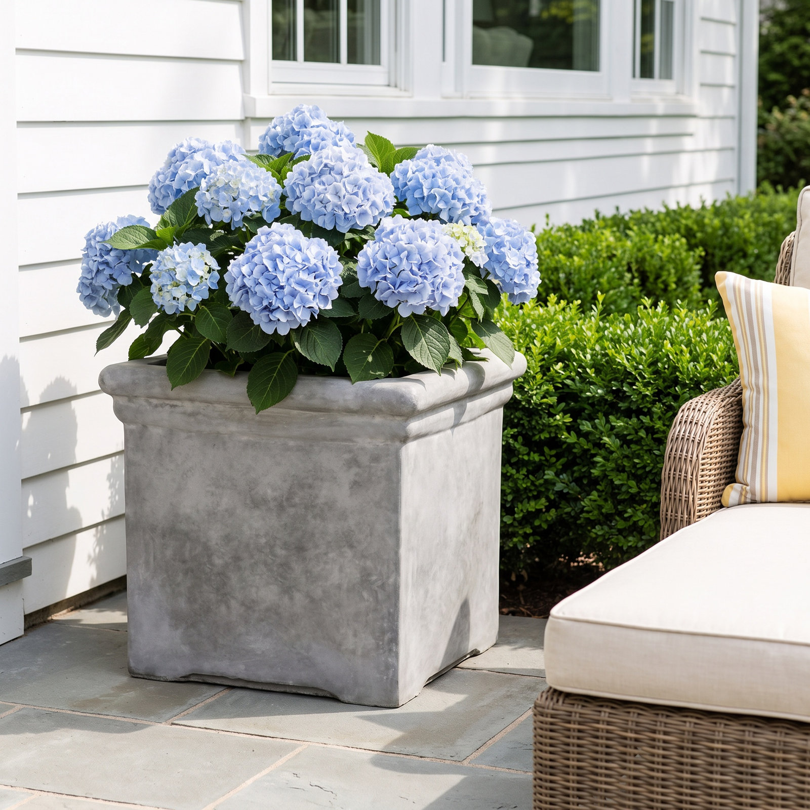 22 in. Square Planter - Natural Finish - Grey