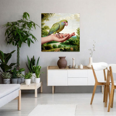 Art contemporain, paysage abstrait, oiseau, printemps