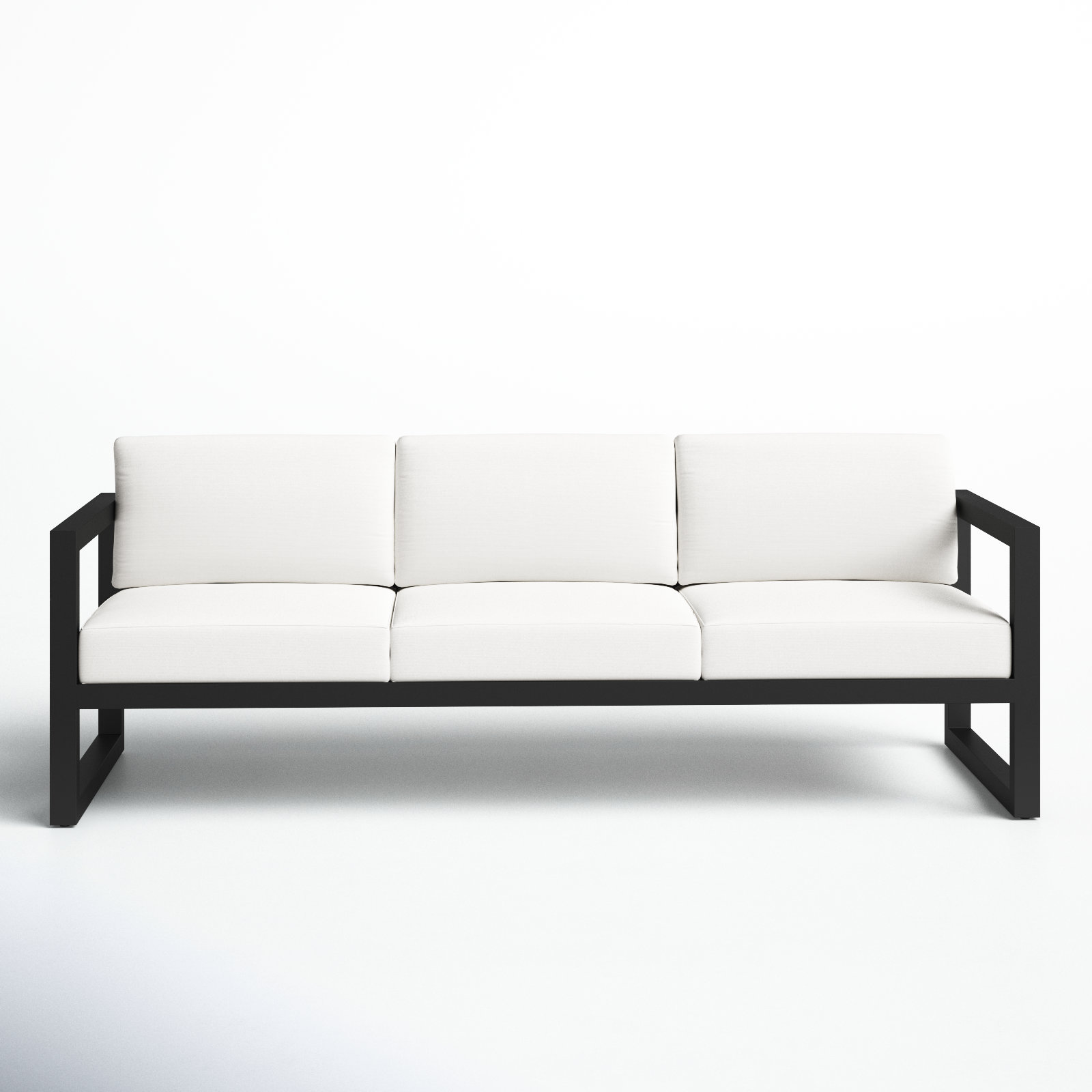 Smith 84" Outdoor Sofa with Sunbrella® Cushions, Canvas Natural, Black