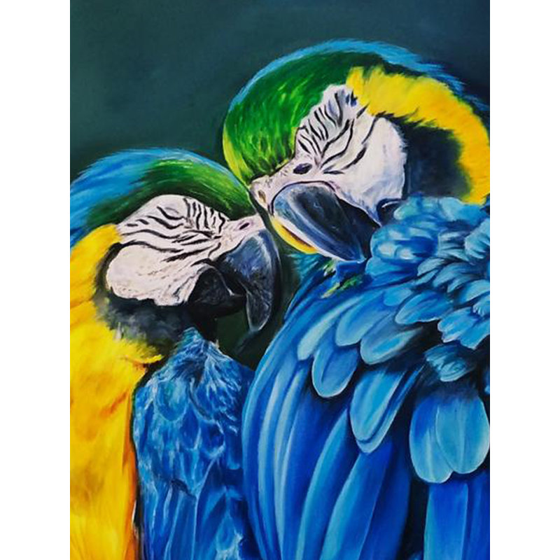 Couple d'ara | Acrylique sur toile | Par Deekhaâ Chauhan