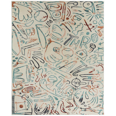 Sportsglyphs Ivory Baseball Area Rug