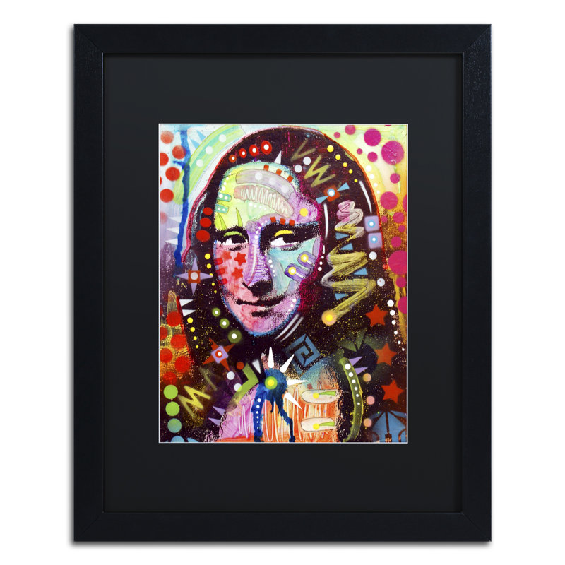 « mona lisa » sur toile encadrée, Noir, H 14 po x l 11 po x P 0,5 po