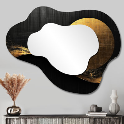 Simplicité moderne des formes géométriques - miroir asymétrique irrégulier géométrique, miroir mural moderne, imprimé sur métal