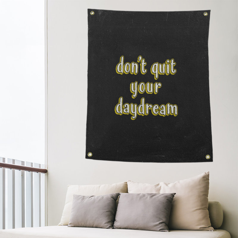 Le polyester ne quitte pas votre tapisserie daydream quoted tableau noir, H 80 po x l 59 po, Jaune