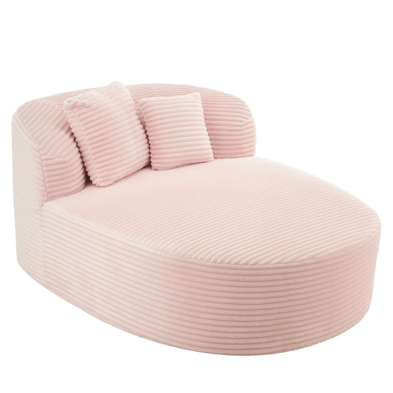 Modern Chaise Lounge Sofa Boneless Couch,Sofa Bed Compression Sofa Couch with Two Supportive Pillows for Living Room, Pink