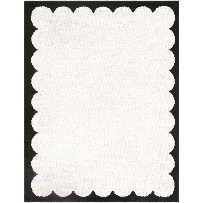 Fossay Modern Washable High-Pile Rug, Black/Cream, Rectangle 160 x 213 cm