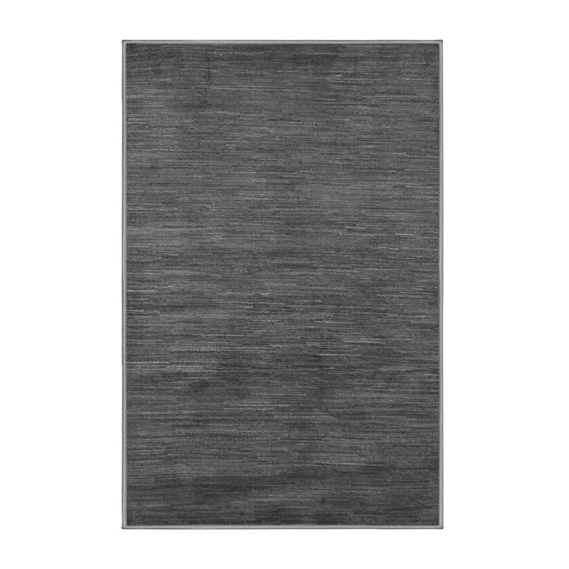 Tapis carré carré gris en chenille tissé à la machine, Rectangle 8 pi x 10 pi