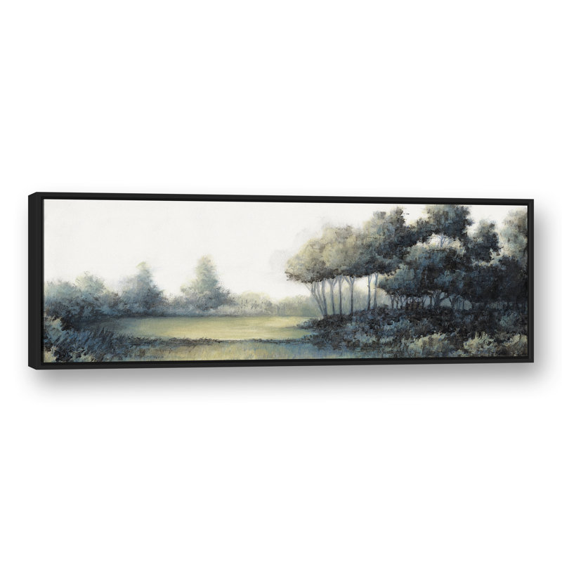 Paysage serein - peinture sur toile, Toile à cadre flottant noir, H 21,75 po x l 61,75 po x P 1,75 po