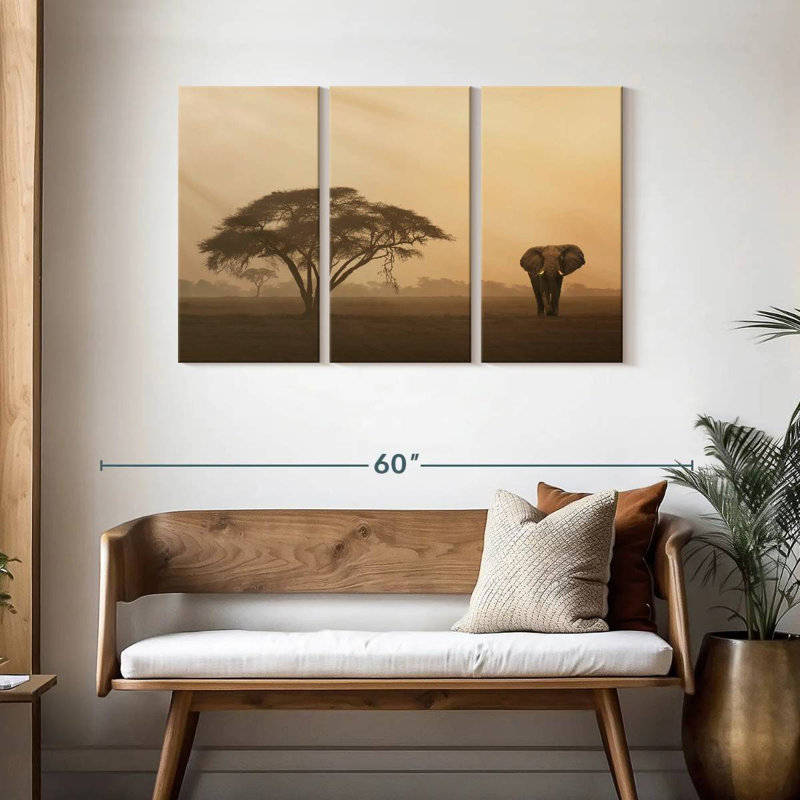 Brampt Elephant In Amboseli Park, 28" H x 45" W