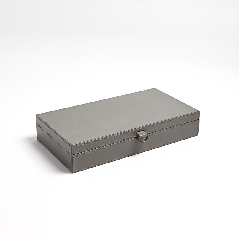 Boîte à bagues en cuir marbré, gris, H 3,25 po x l 9 po x P 17 po