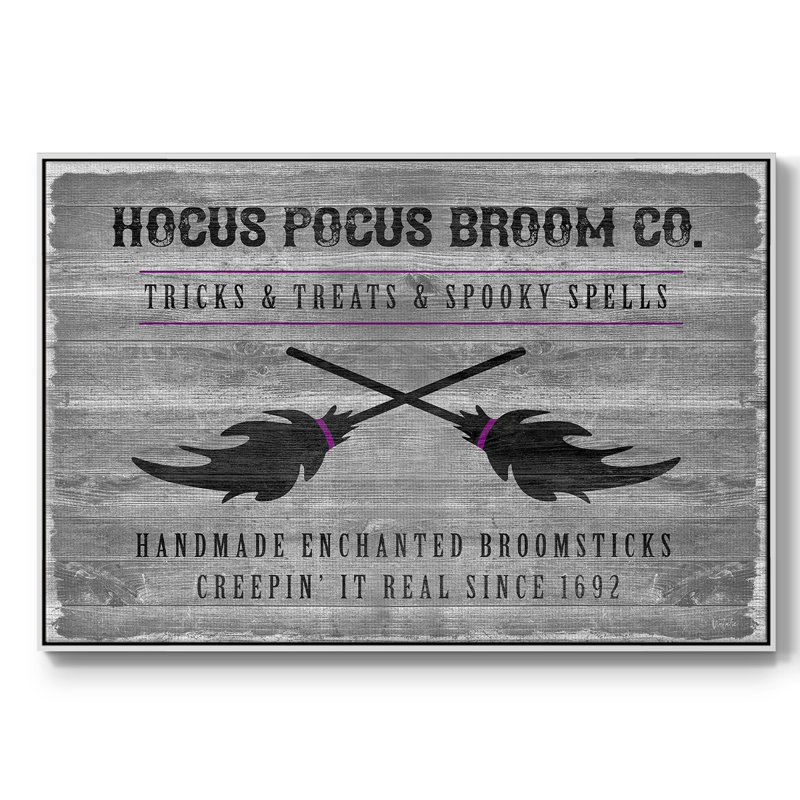 Toile tendue avec balai Hocus Pocus, H 27 po x l 41 po x P 2 po, Blanc