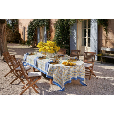 Sebring Tablecloth - Blue & Yellow - 71" x 128"