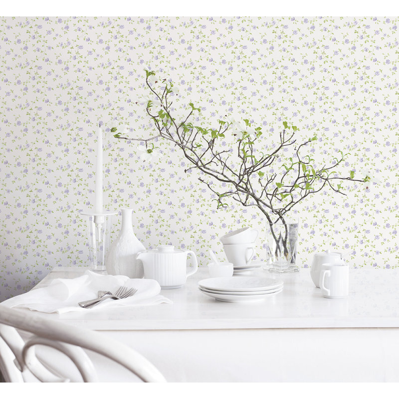 Rouleau de papier peint Miniatures 3, Lilas / vert / blanc