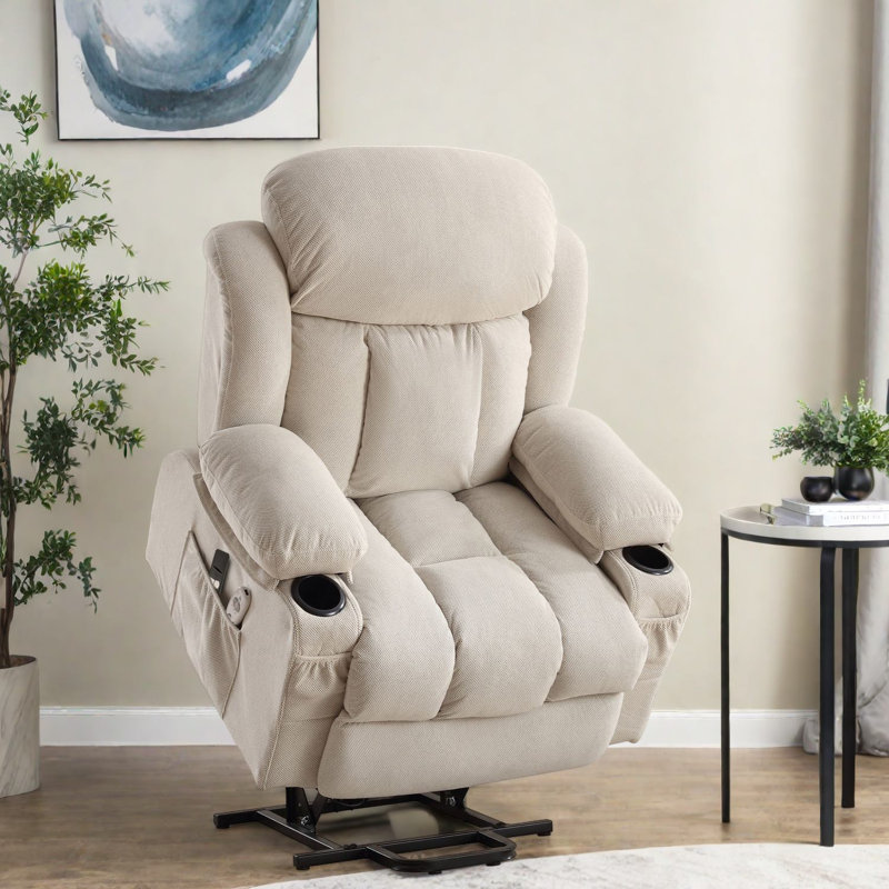 Power Lift Velvet Recliner With Heat And Massage For Living Room