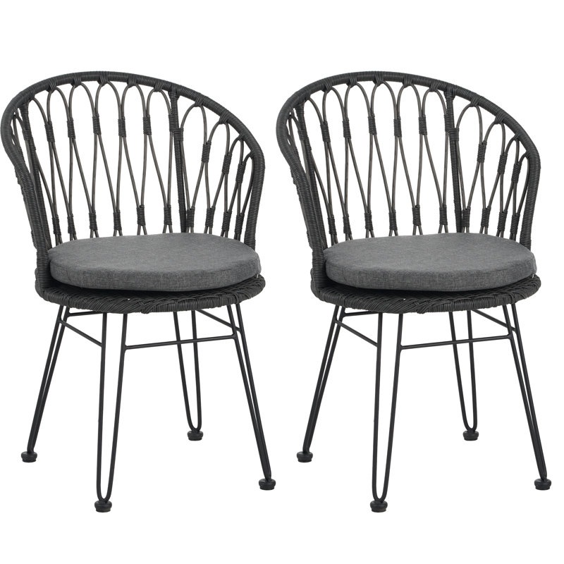 Chaises TAVON (2 pièces) - avec coussins luxueux, Gris, Gris