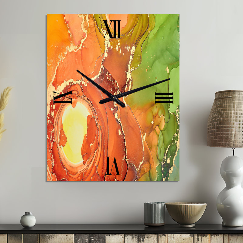 Horloge murale abstraite brune et verte, Petit