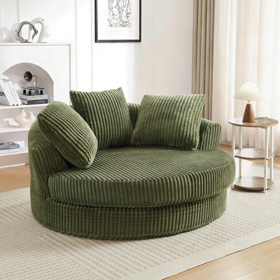 Chaise longue longue surdimensionnée de 60 pouces en velours côtelé rembourré à siège profond pour l'intérieur et la chambre à coucher