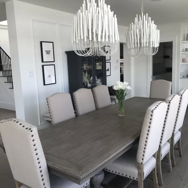 Tilda Chandelier, 30" H x 21" W x 21" D, Whitewash Stained Wood