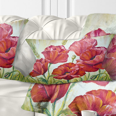 Coquelicots en blé - coussin à imprimé floral