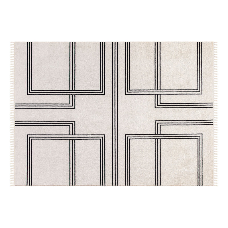 Luxueux tapis tissé à la machine, couleur crème, 30,7 po x 59,1 po | 100% polyester, hauteur des poils: 0,3 pouce, 2900 gr / m² | Base en coton durable, 384 000 points de fil | Facile à nettoyer, parfait pour le salon et la chambre à coucher